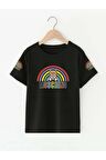 Çocuk Oversize Unisex Gökkuşağı Moschıno Pamuklu Bisiklet Yaka Tişört