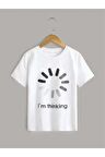 Unısex Rahat Kalıp Pamuklu THINGKING Baskılı Çocuk T-shirt