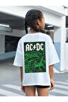 Çocuk Oversize Unisex Acdc Pamuklu Bisiklet Yaka Tişört