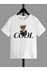 Unısex Rahat Kalıp Pamuklu Cool Ayıcık Baskılı Çocuk T-shirt