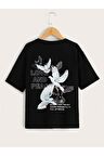 Unısex Rahat Kalıp Pamuklu Beyaz Güvercin Baskılı Çocuk T-shirt