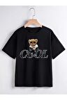 Unısex Rahat Kalıp Pamuklu Cool Ayıcık Baskılı Çocuk T-shirt