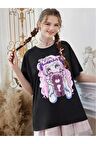 Unisex PEMBE ANİME Baskılı Oversize Tshırt