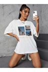 Unisex MANZARA Baskılı Oversize Tshırt