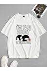 Unisex PENGUIN Baskılı Oversize Tshırt