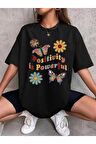Unisex POSITIVITY Baskılı Oversize Tshırt