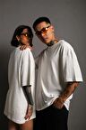 Unisex Oversize Düz Pamuklu T-shirt