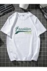 Oversize Unisex Brooklyn Pamuklu Bisiklet Yaka Tişört