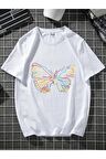 Renkli Kelebek Oversize Tshirt