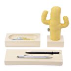 Kayigo Woody Krem Üçlü Ofis  Seti - Sarı Cactus
