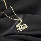 925 Ayar Gümüş Sol Anahtarlı Ve Notalı Kolye Özel Tasarım