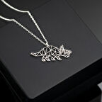 925 Ayar Gümüş Dinozor Origami Kolye Özel Tasarım