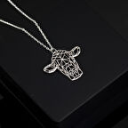 925 Ayar Gümüş İnek Figürlü Origami Kolye Özel Tasarım