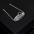 925 Ayar Gümüş Kalpli Plaka İsim Kolye Özel Tasarım