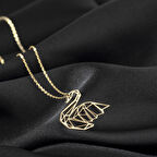 925 Ayar Gümüş Kuğ Origami Kolye Özel Tasarım