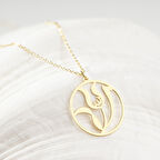 925 Ayar Gümüş Lale Motifli Allah Yazılı Kolye Özel Tasarım