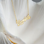 925 Ayar Gümüş Kedi ve  İsim Detaylı Kolye Özel Tasarım