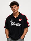 Erkek Türkiye Retro Forma T-Shirt Siyah