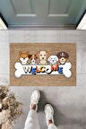Dormot Home Modern Baskı - Welcome Köpekler - Karşılama Kapı Önü Paspası