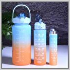 Motivasyonel matara seti - 3 lü su matarası suluk seti 3 boy