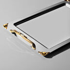 Nehir sare altın saten paslanmaz çelik tepsi çay tepsisi - servis tepsisi