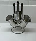 Hisar galata askılı 3 lü cezve seti takımı paslanmaz çelik 4 parça