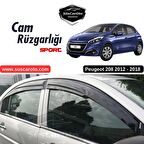 Peugeot 208 2012-2018 Uyumlu Mugen Cam Rüzgarlığı Seti Piano Black 4'lü İthal