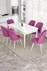 Rovena Leona Beyaz 80x132 Açılabilir Mdf Yemek Odası Takımı 6 Adet Sandalye