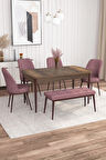 Rovena Leona Barok 80x132 Açılabilir Mdf Yemek Odası Takımı 4 Adet Sandalye + 1 Bench