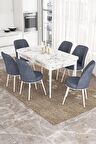 Rovena Leona Beyaz Mermer 80x132 Açılabilir Mdf Yemek Odası Takımı 6 Adet Sandalye
