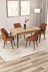 Rovena Zeta Meşe 80x132 Açılabilir Mdf Yemek Odası Takımı 4 Adet Sandalye