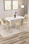 Rovena Zeta Beyaz Mermer 80x132 Açılabilir Mdf Yemek Odası Takımı 4 Adet Sandalye