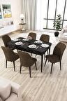 Rovena Zeta Siyah Mermer 80x132 Açılabilir Mdf Yemek Odası Takımı 6 Adet Sandalye