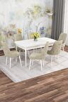 Rovena Mona Beyaz 80x132 Açılabilir Mdf Mutfak Masası Takımı 6 Adet Sandalye