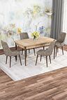 Rovena Mona Meşe 80x132 Açılabilir Mdf Mutfak Masası Takımı 4 Adet Sandalye