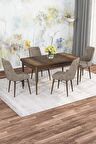 Rovena Mona Barok 80x132 Açılabilir Mdf Mutfak Masası Takımı 4 Adet Sandalye