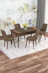 Rovena Mona Barok 80x132 Açılabilir Mdf Mutfak Masası Takımı 4 Adet Sandalye