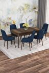 Rovena Mona Barok 80x132 Açılabilir Mdf Mutfak Masası Takımı 6 Adet Sandalye