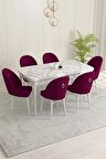 Rovena Olbia Beyaz Mermer 80x132 Açılabilir Suntalam Yemek Odası Takımı 6 Adet Sandalye