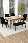 Rovena Novana Meşe 80x132 Açılabilir Suntalam Yemek Odası Takımı 4 Adet Sandalye + 1 Bench