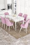 Rovena Marin Beyaz Mermer 80x132 Açılabilir Suntalam Yemek Odası Takımı 6 Adet Sandalye