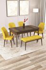 Rovena Zayn Barok 80x132 Açılabilir Suntalam Yemek Odası Takımı 4 Adet Sandalye + 1 Bench
