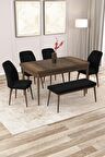Rovena Zayn Barok 80x132 Açılabilir Suntalam Yemek Odası Takımı 4 Adet Sandalye + 1 Bench