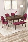Rovena Zayn Barok 80x132 Açılabilir Suntalam Yemek Odası Takımı 4 Adet Sandalye + 1 Bench