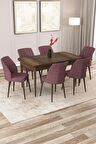 Rovena Zayn Barok 80x132 Açılabilir Suntalam Yemek Odası Takımı 6 Adet Sandalye