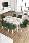Rovena Zayn Beyaz Mermer 80x132 Açılabilir Suntalam Yemek Odası Takımı 6 Adet Sandalye