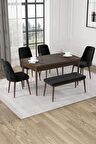 Rovena Alya Barok 80x132 Açılabilir Mdf Mutfak Masası Takımı 4 Adet Sandalye+1 Bench