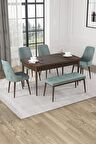 Rovena Alya Barok 80x132 Açılabilir Mdf Mutfak Masası Takımı 4 Adet Sandalye+1 Bench