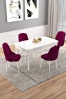 Rovena Vals Beyaz 80x132 Açılabilir Mdf Mutfak Masası Takımı 4 Adet Sandalye