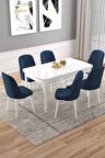 Rovena Vals Beyaz 80x132 Açılabilir Mdf Mutfak Masası Takımı 6 Adet Sandalye